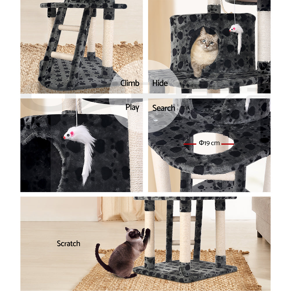 i.Pet - 120cm Cat Tree Tower with Scratching Post, Condo, and Hanging Toys