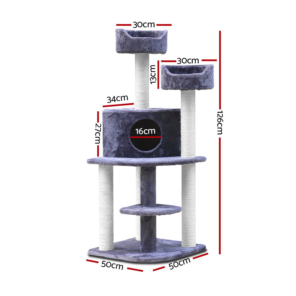 i.Pet - 126cm Cat Tree Scratching Post with Condo and Perches