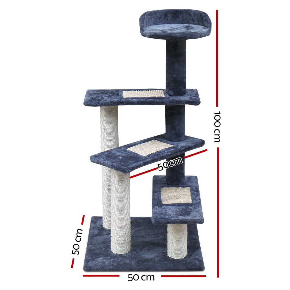 i.Pet - 100cm Cat Tree Scratching Post Tower with Bed