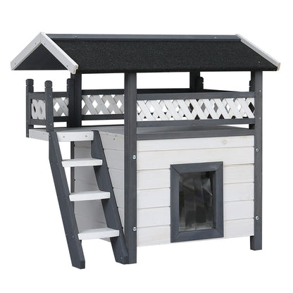 i.Pet - 77cm x 50cm x 73cm Double-Level Outdoor Pet House Shelter