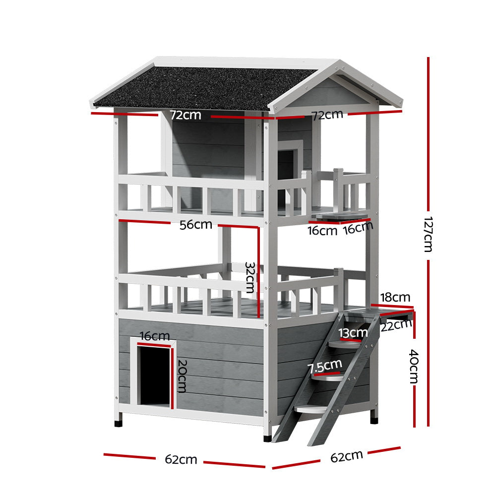 i.Pet - 72cm x 72cm x 127cm Outdoor Cat House Shelter