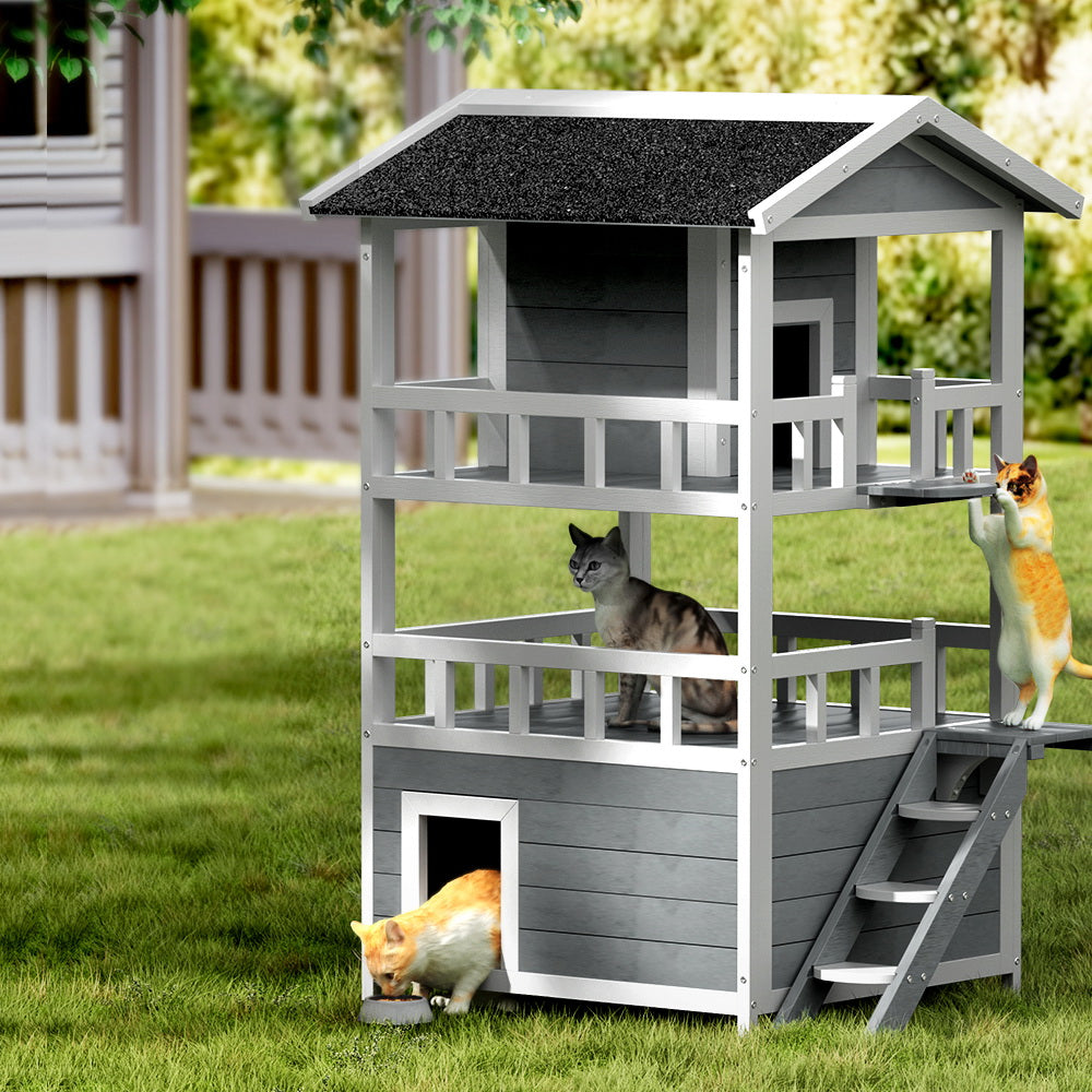 i.Pet - 72cm x 72cm x 127cm Outdoor Cat House Shelter