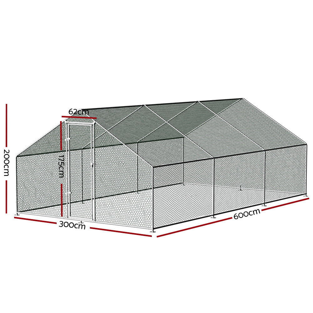 i.Pet - Chicken Coop Cage 3x6x2m Galvanised Steel