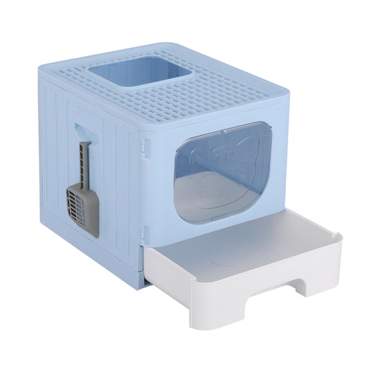 i.Pet - Enclosed Cat Litter Box with Foldable Hood and Scoop - Blue