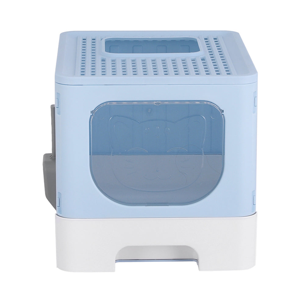 i.Pet - Enclosed Cat Litter Box with Foldable Hood and Scoop - Blue