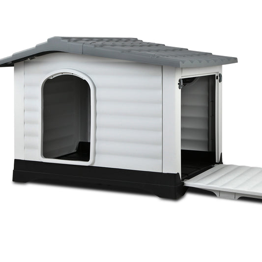 i.Pet - Extra Large Grey Outdoor Plastic Dog Kennel House