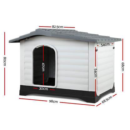 i.Pet - Extra Large Grey Outdoor Plastic Dog Kennel House