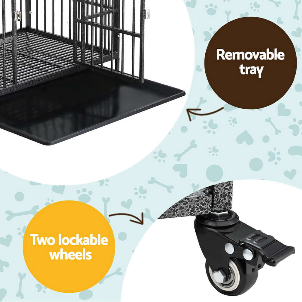 i.Pet - Large Dog Cage Crate with Anti-Bite Kennel and Wheels