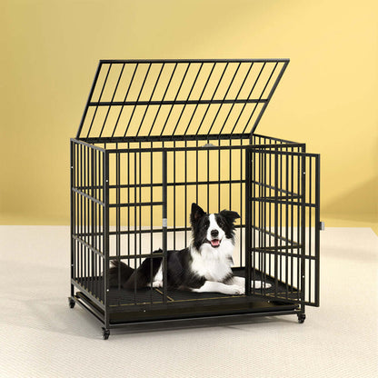 i.Pet - Large Dog Cage Crate with Anti-Bite Kennel and Wheels