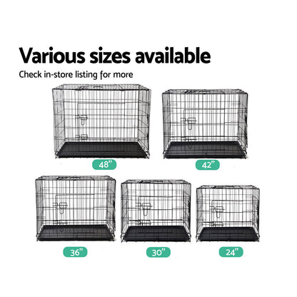 i.Pet - 24" Foldable Dog Cage Crate Kennel 3 Doors