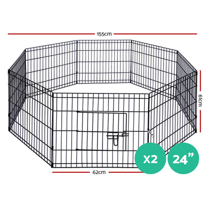 i.Pet - 2x24" 8 Panel Dog Playpen