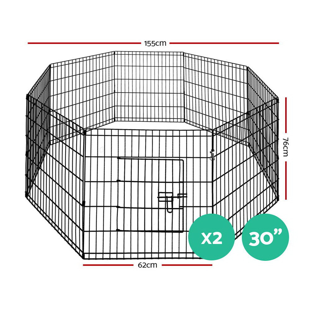 i.Pet - 2x30" 8 Panel Dog Playpen