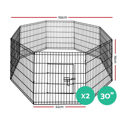 i.Pet - 2x30" 8 Panel Dog Playpen