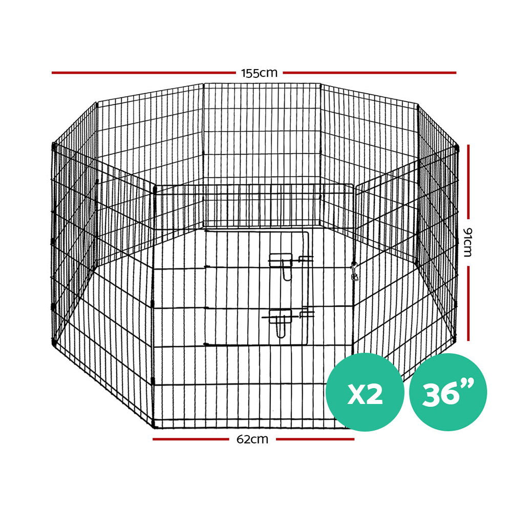 i.Pet - 2x36" 8 Panel Dog Playpen