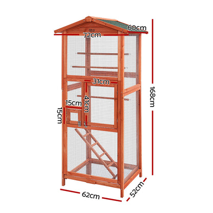 i.Pet - 168cm Large Bird Cage Aviary with Wooden Frame and Asphalt