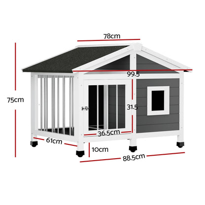 i.Pet - Large Wooden Dog Kennel House for Indoor & Outdoor Use