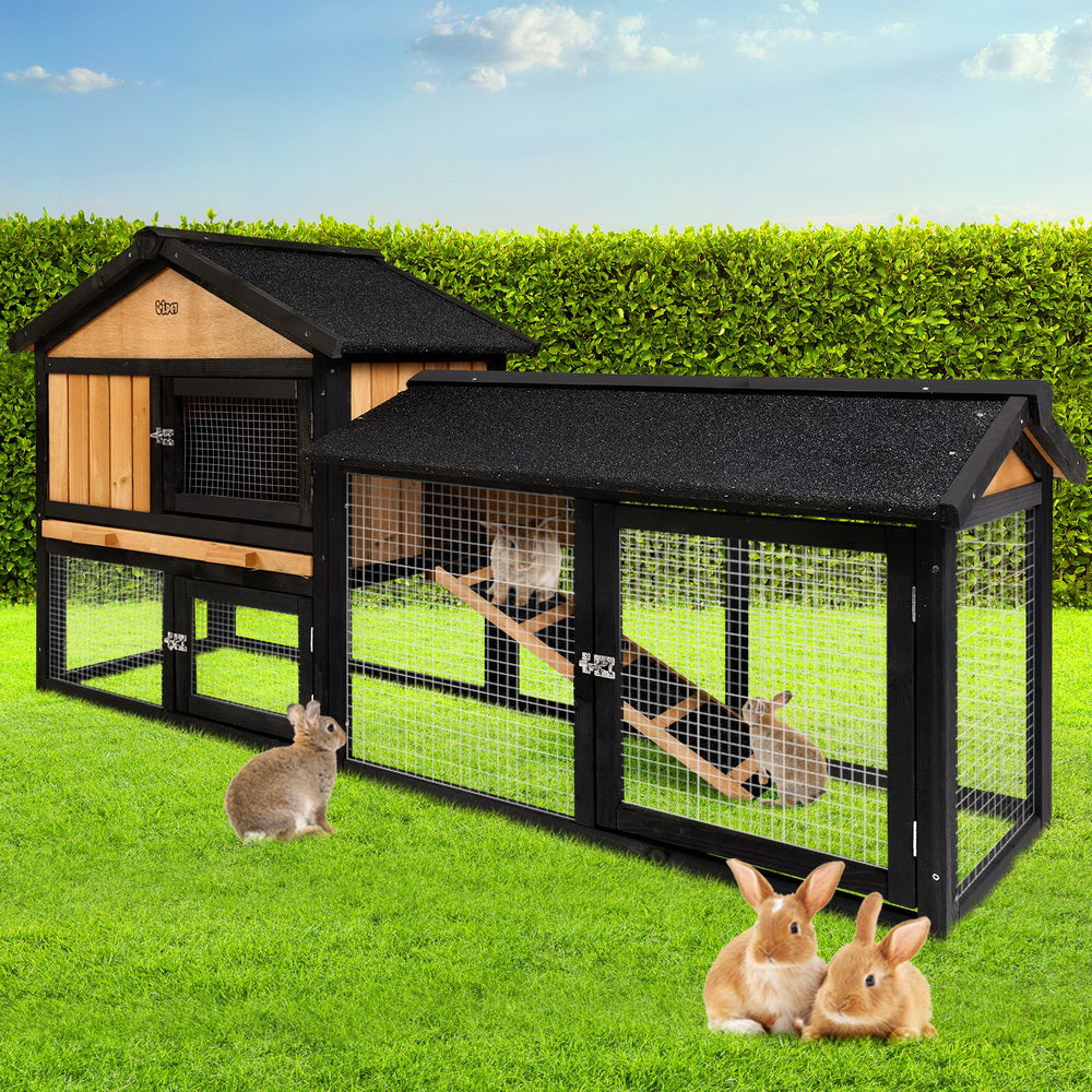 i.Pet - Extra Large Wooden Pet Hutch 165x43x86cm