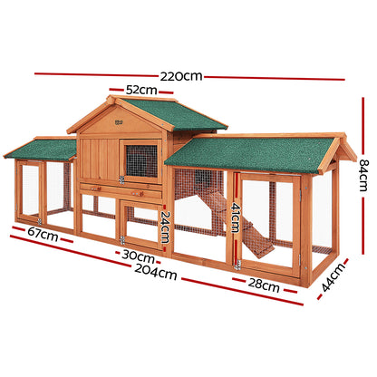 i.Pet - Large Wooden Rabbit Hutch 220cm