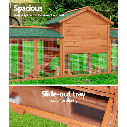 i.Pet - Large Wooden Rabbit Hutch 220cm