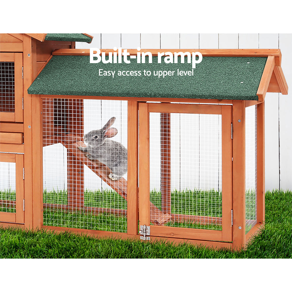 i.Pet - Large Wooden Rabbit Hutch 220cm