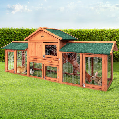 i.Pet - Large Wooden Rabbit Hutch 220cm