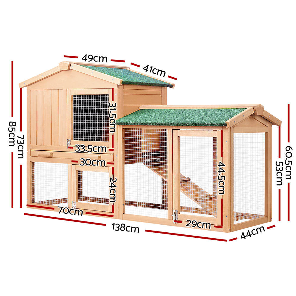 i.Pet - Wooden Outdoor Pet Hutch 138x44x85cm