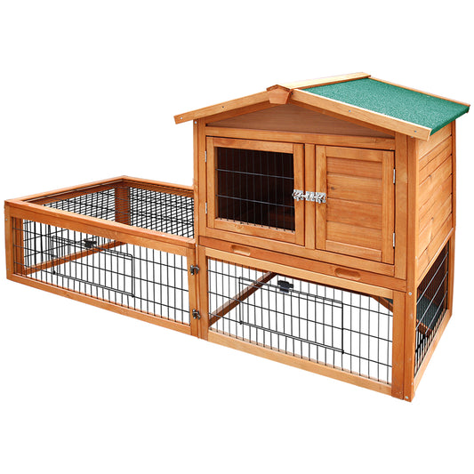 i.Pet - 155cm x 49cm x 90cm Chicken Coop and Rabbit Hutch with Large Run