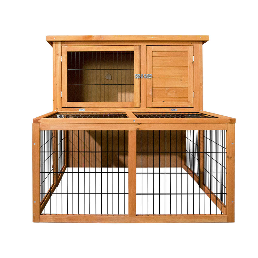 i.Pet - Chicken Coop 96cm x 96cm x 100cm Rabbit Hutch with Large Run and Wooden Cage