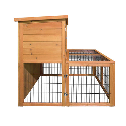 i.Pet - Chicken Coop 96cm x 96cm x 100cm Rabbit Hutch with Large Run and Wooden Cage