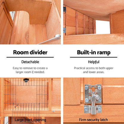 i.Pet - 88cm x 40cm x 76cm Chicken Coop and Rabbit Hutch with Large Run