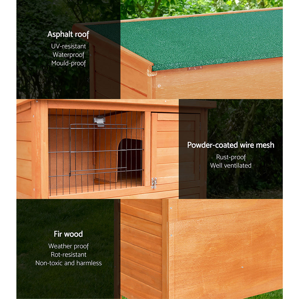 i.Pet - 88cm x 40cm x 76cm Chicken Coop and Rabbit Hutch with Large Run