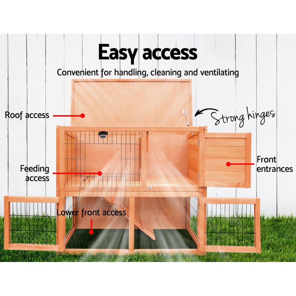 i.Pet - 88cm x 40cm x 76cm Chicken Coop and Rabbit Hutch with Large Run