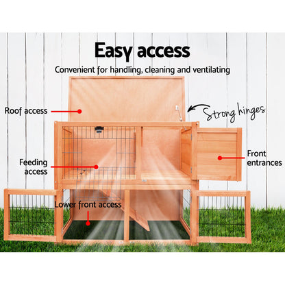 i.Pet - 88cm x 40cm x 76cm Chicken Coop and Rabbit Hutch with Large Run