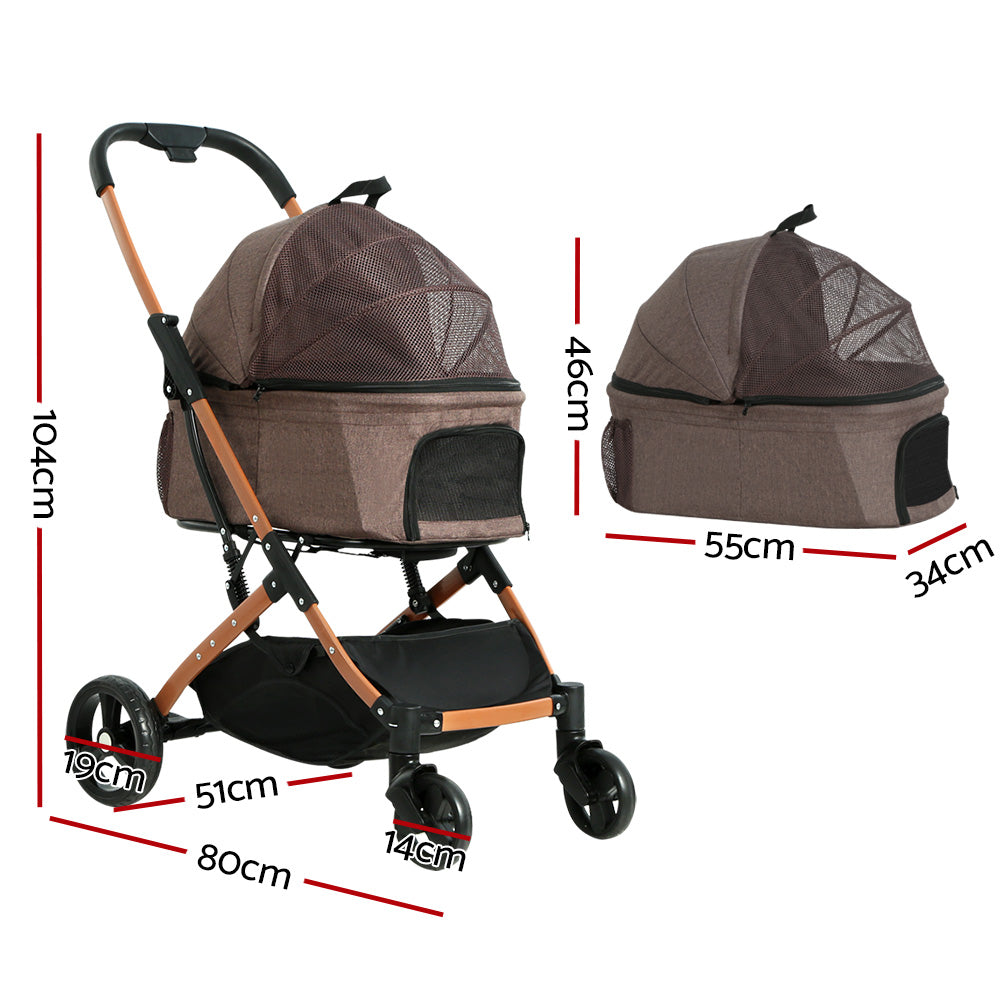 i.Pet - Pet Stroller Dog Large Foldable 4 Wheels Double