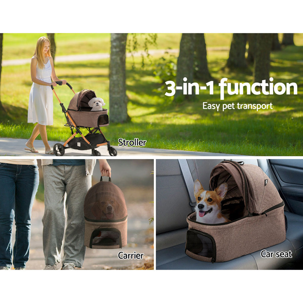 i.Pet - Pet Stroller Dog Large Foldable 4 Wheels Double