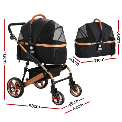 i.Pet - Pet Stroller Dog Pram Large Cat Carrier Travel Foldable Pushchair 4 Wheels