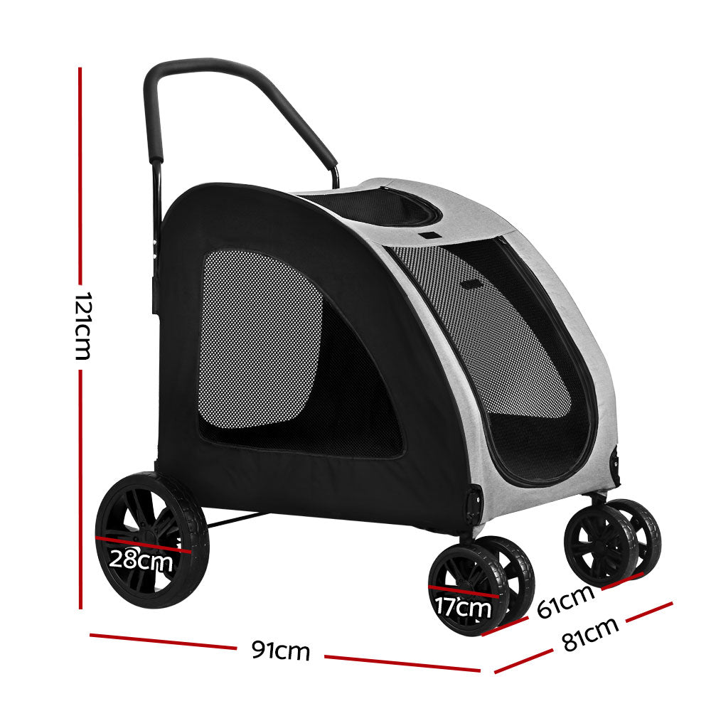 i.Pet - Pet Stroller Dog Pram Large Carrier Cat Travel Foldable Stroller 4 Wheels Trolley