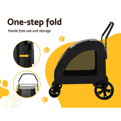 i.Pet - Pet Stroller Dog Pram Large Carrier Cat Travel Foldable Stroller 4 Wheels Trolley