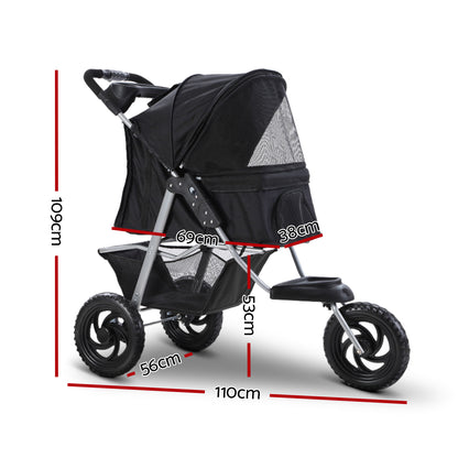 i.Pet - Pet Stroller Dog Pram Large Cat Carrier Travel 3 Wheels Foldable Pushchair