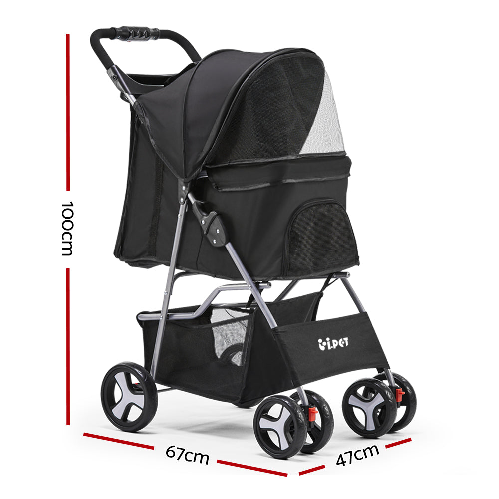 i.Pet - 4 Wheel Pet Stroller - Black