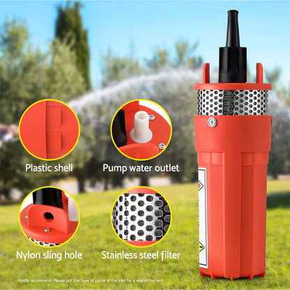 Giantz - Submersible Solar Water Pump 24V 70M Head Deep Well Bore Self-priming