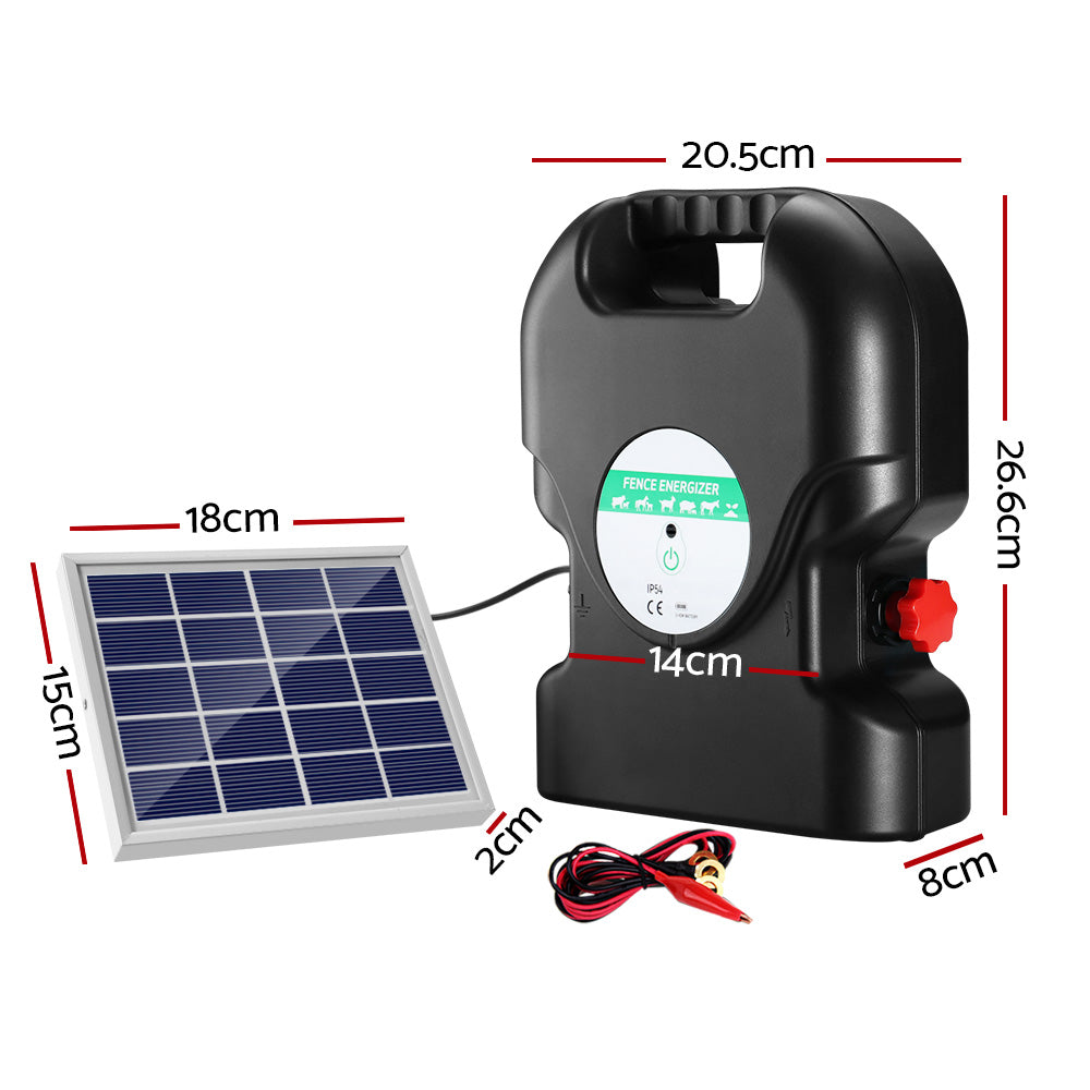 Giantz - Fence Energiser 20KM Solar Powered 1.2J Electric