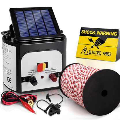 Giantz - Fence Energiser 8KM Solar Powered Electric with 500M Poly Rope