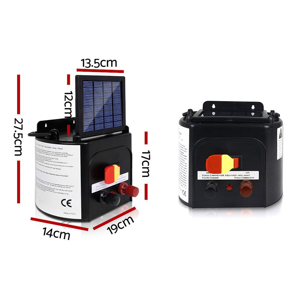 Giantz - Fence Energiser 5KM Solar Powered 0.15J Electric Fencing Charger