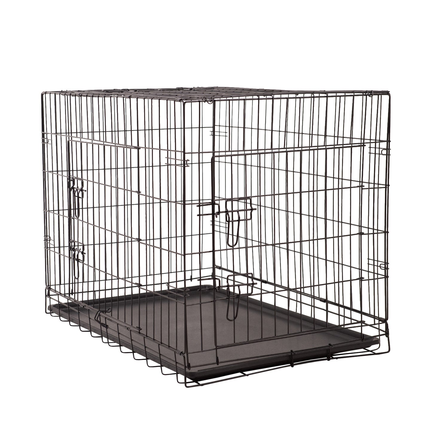 4Paws Dog Cage Pet Crate Cat Puppy Metal Cage with ABS Tray - Foldable and Portable (30" - Black)