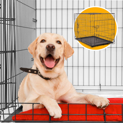 4Paws Dog Cage Pet Crate Cat Puppy Metal Cage with ABS Tray - Foldable and Portable (30" - Black)