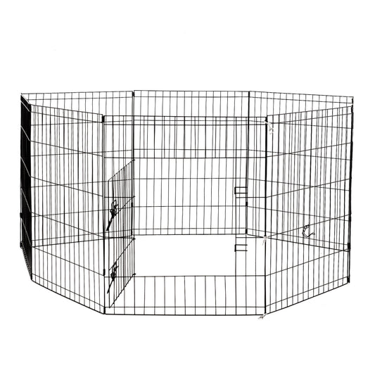 4Paws 8 Panel Playpen Puppy Exercise Fence Cage Enclosure (24" - Black)