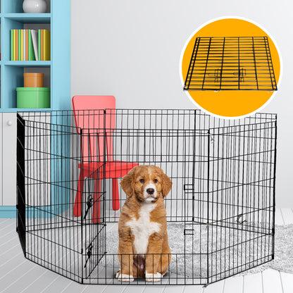 4Paws 8 Panel Playpen Puppy Exercise Fence Cage Enclosure (24" - Black)