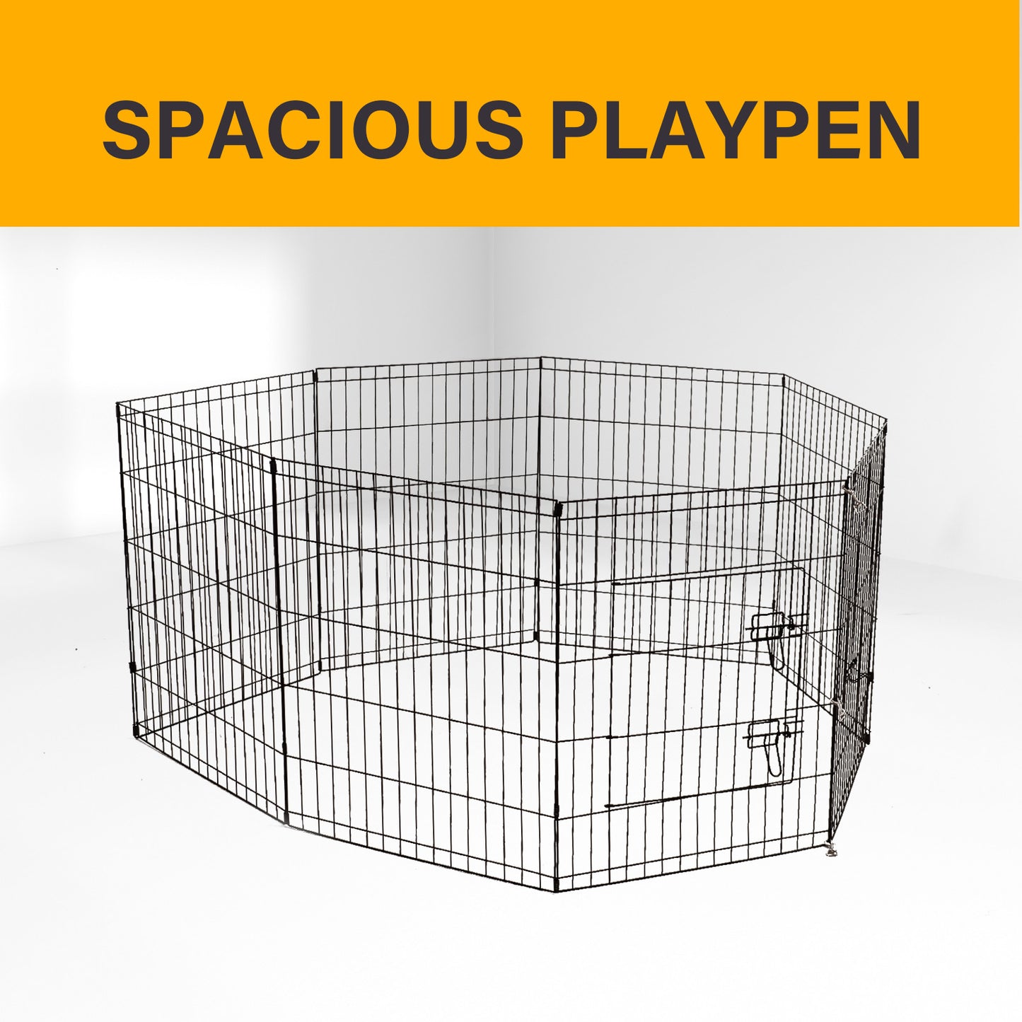 4Paws 8 Panel Playpen Puppy Exercise Fence Cage Enclosure (24" - Black)