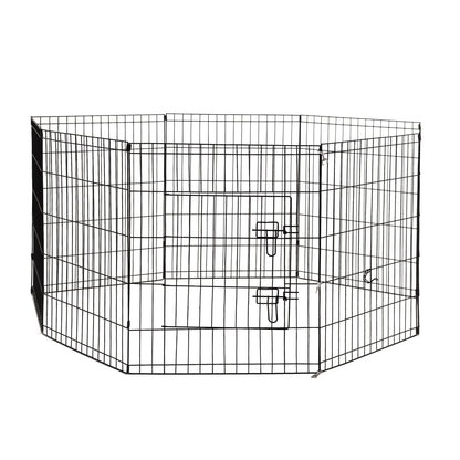 4Paws 8 Panel Playpen Puppy Exercise Fence Cage Enclosure (24" - Black)